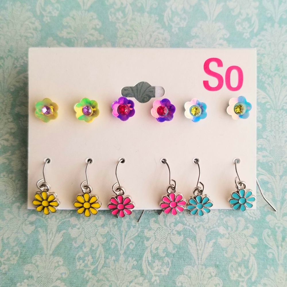 Flower Drop Earring Ensemble Set